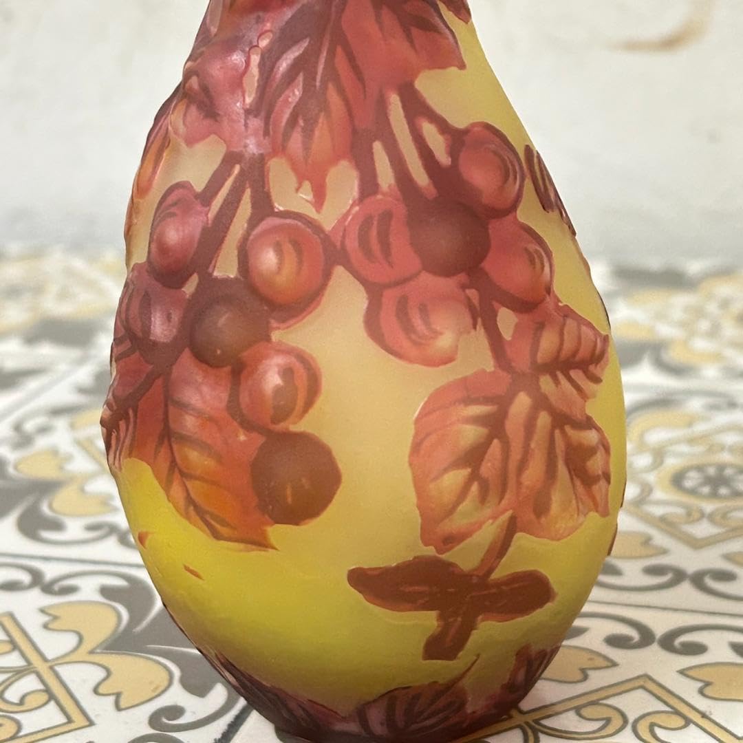 証明書 エミールガレ 一輪挿し 果実文 花器 花瓶 技法スフレ 被せ